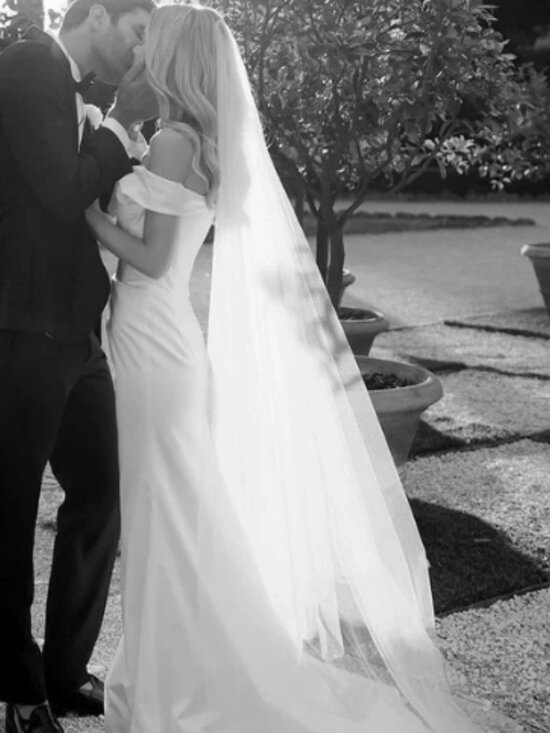 Plain Cathedral Wedding Veil with Long Blusher